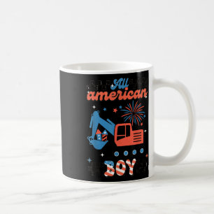 All American Boy 4th Of July Usa Excavator Patriot Coffee Mug