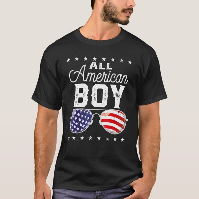 All American Boy 4th Of July USA Sunglasses Family T-Shirt (Front)