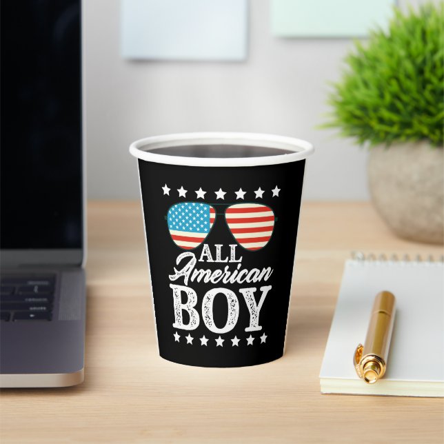 All American Boy 4th Of July USA Sunglasses  Paper Cups (Insitu)