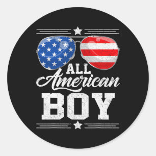 All American Boy 4th Of July Usa Sungles Family Ma Classic Round Sticker