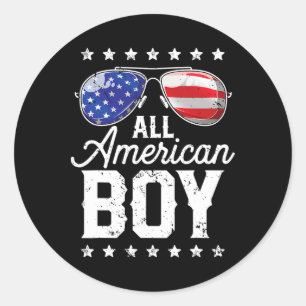 All American Boy 4th Of July Usa Sungles Family Ma Classic Round Sticker
