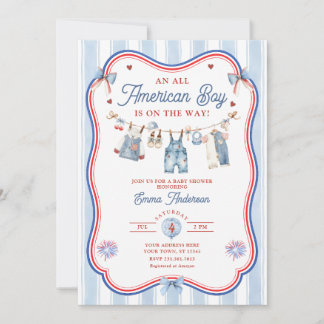 All American Boy Baby Shower Invitation