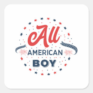 All American Boy Badge Square Sticker