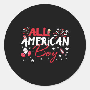 All American Boy For Independence Day Boys Patriot Classic Round Sticker