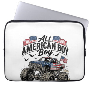 All American Boy Patriotic Monster Truck T-Shirt_1 Laptop Sleeve