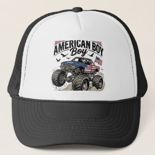 All American Boy Patriotic Monster Truck T-Shirt_1 Trucker Hat