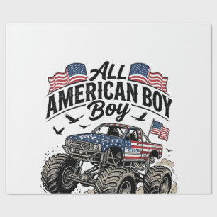 All American Boy Patriotic Monster Truck T-Shirt_1 Wrapping Paper