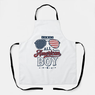 All American Boy Patriotic Sunglasses Shirt Design Apron
