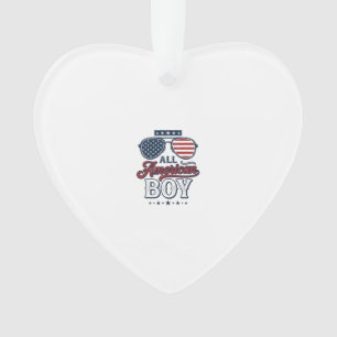 All American Boy Patriotic Sunglasses Shirt Design Ornament