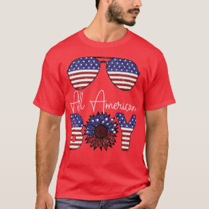 All American Boy Sunflower USA Flag Sunglasses 4th T-Shirt