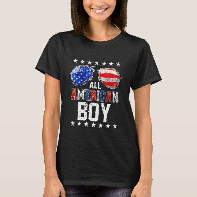 All American Boy Us Flag Sunglasses For Matching 4 T-Shirt (Front)
