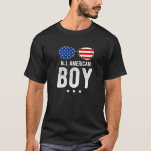 All American Boy With Sunglasses And US Flag T-Shirt