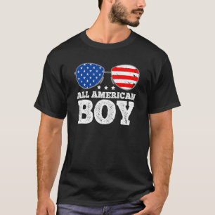 All American Boy With Sunglasses And Us Flag T-Shirt