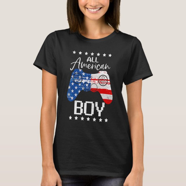 All American Boys 4th July  Son Video Game Usa T-Shirt (Front)