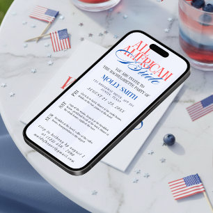 All American Bride Bachelorette Weekend Itinerary  Invitation