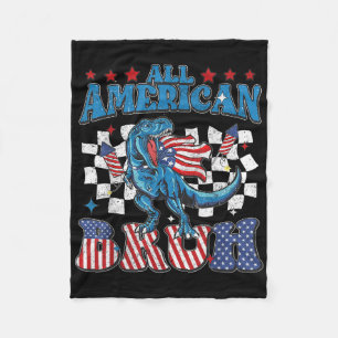 All American Bruh Dinosaur T-rex Patriotic 4th Of Fleece Blanket