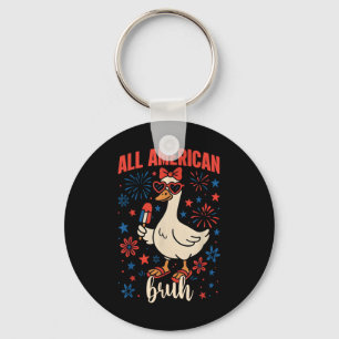 All American Bruh Funny Goose 4th Of July Patrioti Key Ring