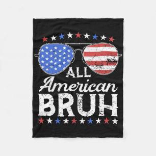 All American Bruh Funny Kids Teen Boys Patriotic 4 Fleece Blanket