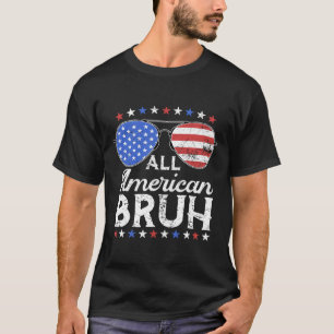 All American Bruh Funny Kids Teen Boys Patriotic 4 T-Shirt