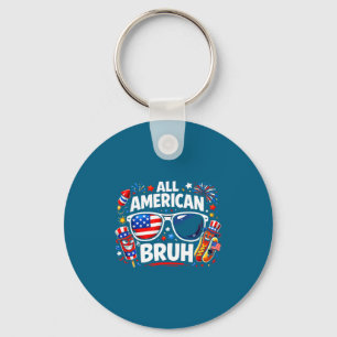All American Bruh Funny Patriotic Graphic Art Key Ring