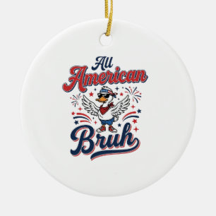 All American Bruh Patriotic Duck Vintage Shirt_1 Ceramic Ornament