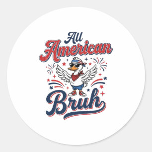 All American Bruh Patriotic Duck Vintage Shirt_1 Classic Round Sticker