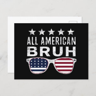 All American Bruh Sunglasses Funny 4th of July Postcard