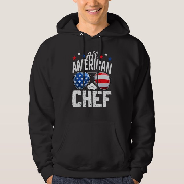 All American Chef 4th Of July American Flag Hoodie (Front)