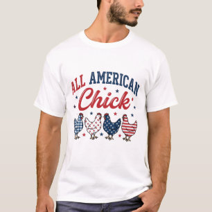 All American Chick Patriotic Chicken Shirt Design_