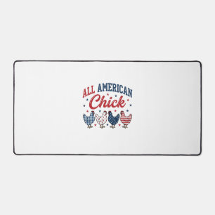 All American Chick Patriotic Chicken Shirt Design_ Desk Mat