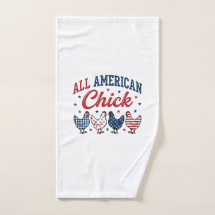 All American Chick Patriotic Chicken Shirt Design_ Hand Towel
