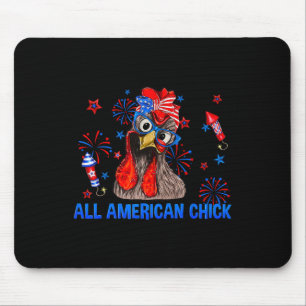 All American Chick Patriotic Usa Flag Chicken 4th Mouse Pad