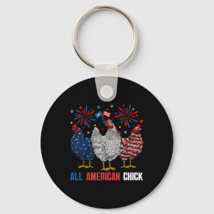All American Chick Retro 4th Of July Patriotic Usa Key Ring
