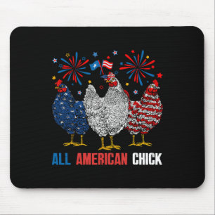 All American Chick Retro 4th Of July Patriotic Usa Mouse Pad