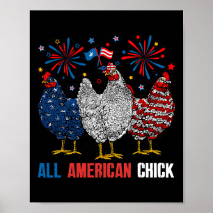 All American Chick Retro 4th Of July Patriotic Usa Poster