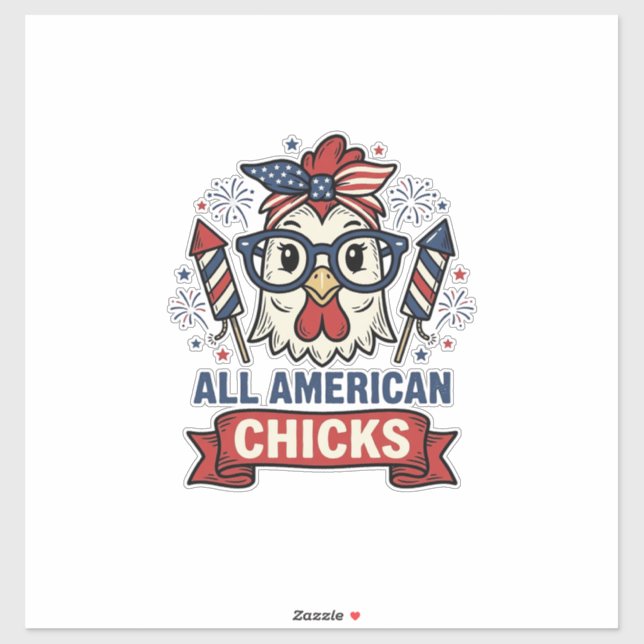 All American Chicks Patriotic Chicken Vector Desig (Sheet)