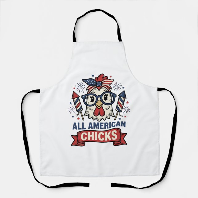 All American Chicks Patriotic Chicken Vector Desig Apron (Front)