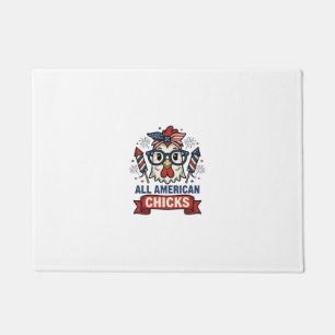 All American Chicks Patriotic Chicken Vector Desig Doormat
