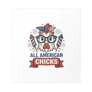 All American Chicks Patriotic Chicken Vector Desig Notepad