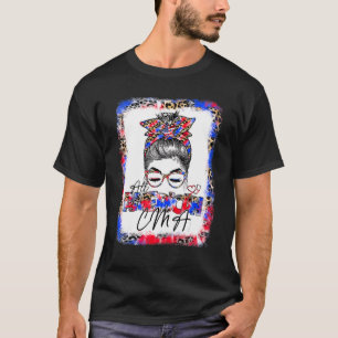 All American Cma Nurse 4th Of July Messy Bun Patri T-Shirt