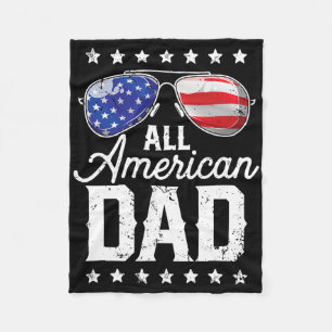 All American Dad 4th Of July Father's Day Sungles Fleece Blanket