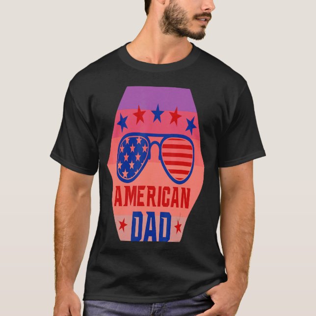 All American Dad 4th Of July Retro Sunglasses Us F T-Shirt (Front)