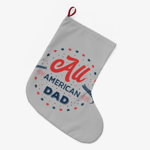 All American Dad Badge   Large Christmas Stocking