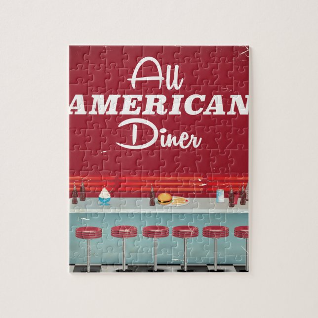 All American Diner Retro Poster Jigsaw Puzzle (Vertical)