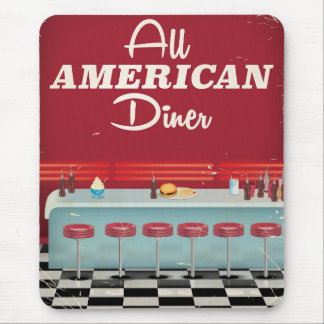 All American Diner Retro Poster Mouse Pad