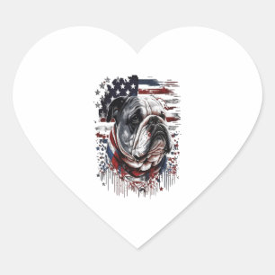 ALL AMERICAN DOG-lovers english bulldog 2 Heart Sticker