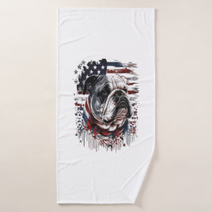 ALL AMERICAN DOG-lovers english bulldog  Bath Towel