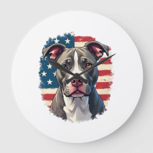 ALL AMERICAN DOG-lovers pit bul (1) Large Clock