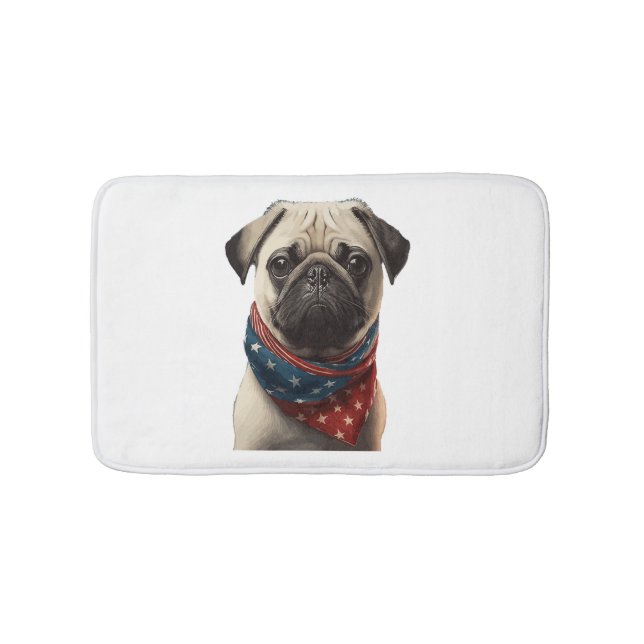 ALL AMERICAN DOG-lovers Pug  Bath Mat (Front)
