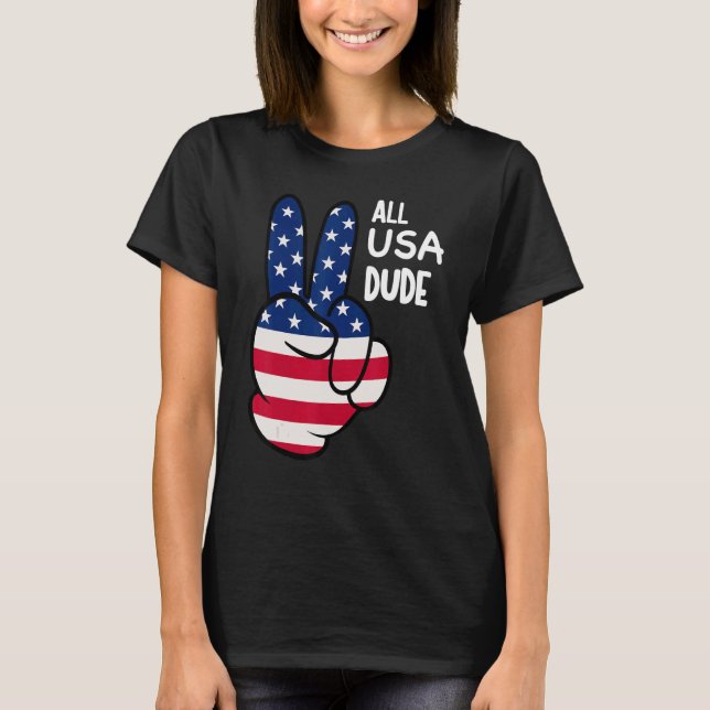 All American Dude 4th Of July Boys Kids Hand Famil T-Shirt (Front)